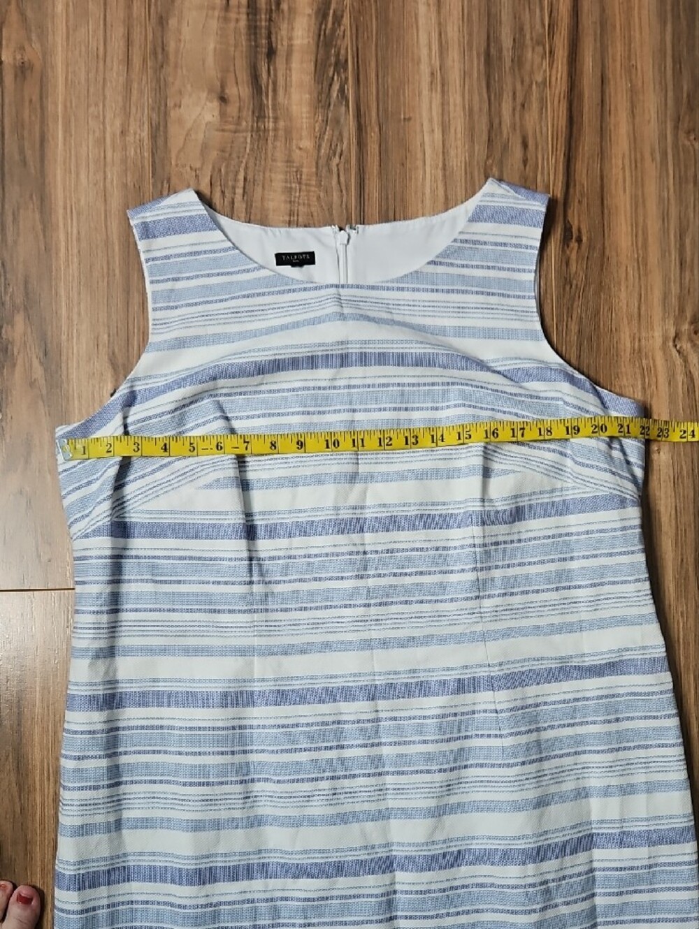 Talbots White and Light Blue Striped Sleeveless Midi Dress 1X - Picture 5 of 8